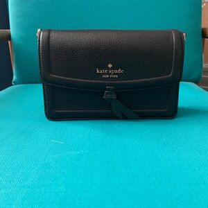 kate spade Black Pebbled Leather Mini Crossbody with Tassel